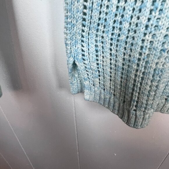 Talbots Women's Sweater Size X Small Open Weave Blue Aqua Green 100% Cotton - Picture 4 of 8